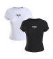 Tommy Jeans Lot de 2 T-shirts Slim Essential Logo blanc, noir