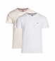 Tommy Jeans Pack of two extra slim knitted T-shirts white, beige