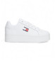 Tommy Jeans Sneakers in pelle bianca con plateau