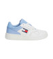 Tommy Jeans Essential Retro Sneakers i läder blå, vit