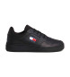 Tommy Jeans Essential Retro Basket Leren Sneakers zwart