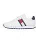 Tommy Jeans Lder Sneakers med logo Hvid flettet stof Logo