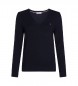 Tommy Hilfiger Sweter Heritage z dekoltem w szpic w kolorze granatowym