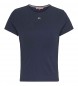 Tommy Jeans Osnovna majica z rebrastim vzorcem Navy