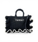 Twinset Crochet shopper bag with logo black
