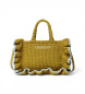 Twinset Crochet shopper bag with green logo
