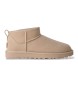 UGG Beige Classic Ultra Mini Stiefeletten aus Leder