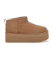 UGG Skórzane buty za kostkę W Classic Ultra Mini Platform brązowe