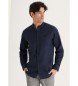 Victorio & Lucchino, V&L Linen shirt navy mao collar