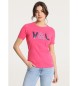 Victorio & Lucchino, V&L T-shirt a manica corta con frange di paillettes rosa V&L
