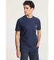 Victorio & Lucchino, V&L Gebreid jacquard T-shirt met korte mouw en zakje in marineblauw