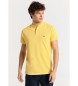 Victorio & Lucchino, V&L Basic Kurzarm-Poloshirt mit Mao-Kragen gelb