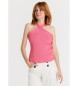 Victorio & Lucchino, V&L Pink ribbed top with crossed neckline and straps