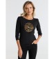 Victorio & Lucchino, V&L Sort T-shirt med rynkede skuldre