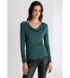 Victorio & Lucchino, V&L Green T-shirt with draped collar and shoulder pads