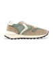 Voile blanche Sneakers in pelle Paris Race verde, marrone