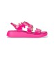 Wonders Lack leren sandalen roze met bloemen
