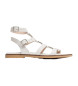 Wonders Olimpia ravne usnjene sandale bele barve