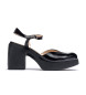 Wonders Juana black leather sandals -Height heel 7,5cm