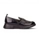 Wonders Black Mix Leather Loafers