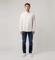Woolrich Chemise à bandes en lin blanc