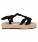 Xti Zwarte cross macramé sandaal