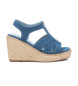Xti Sandals 142764 blue -Height wedge 9cm