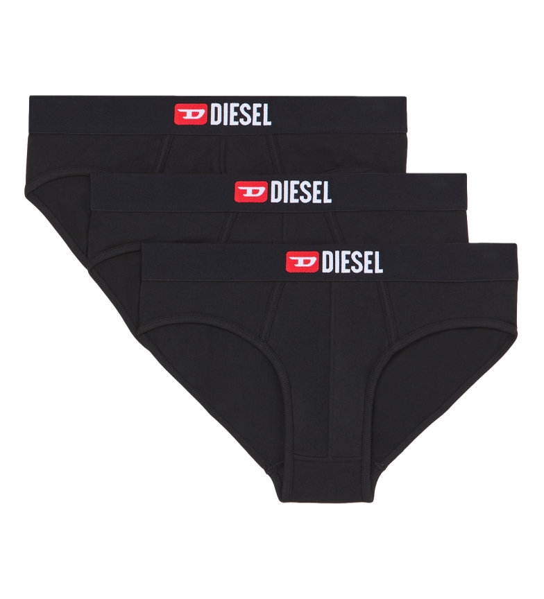 Diesel Pack of 3 Umbr-Andre briefs black logo red 