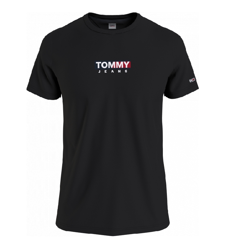 Tommy Hilfiger T-shirt nera con stampa di ingresso TJM