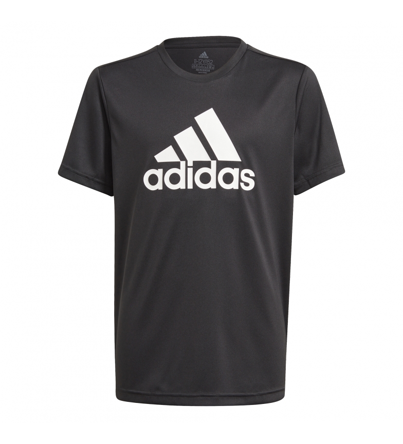 adidas T-shirt nera progettata per spostare il grande logo