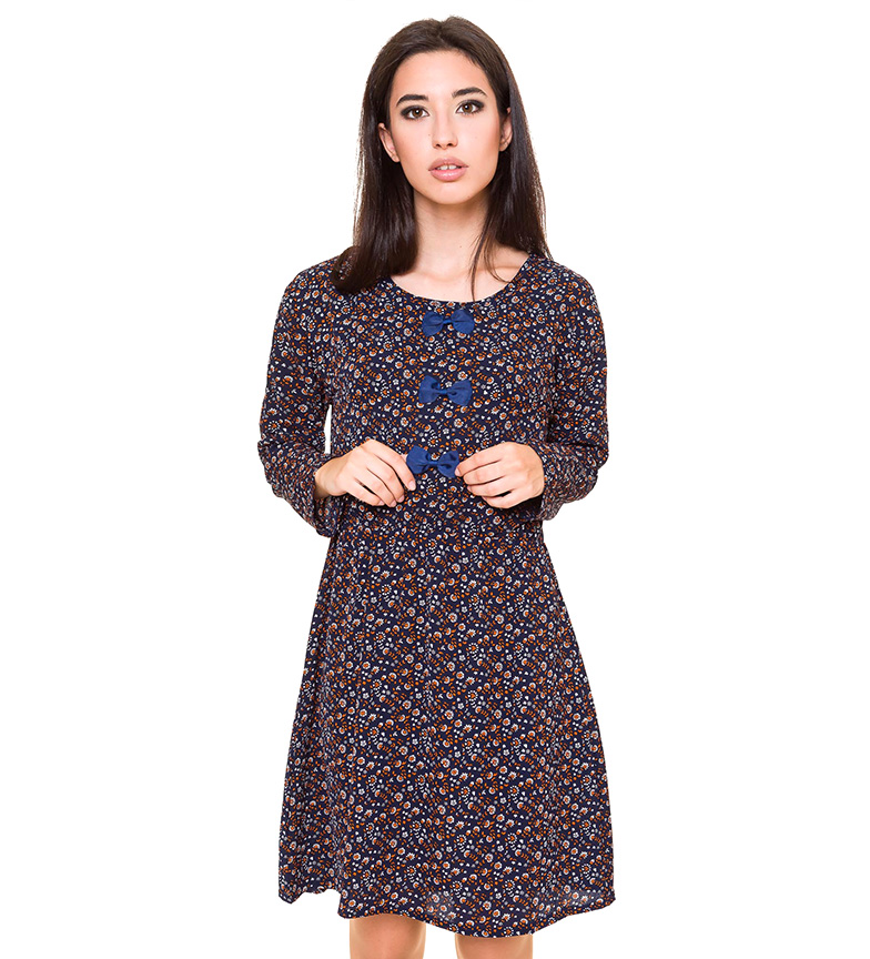Estampado De Marino Azura Con Flores Vestido eD9bWEIY2H