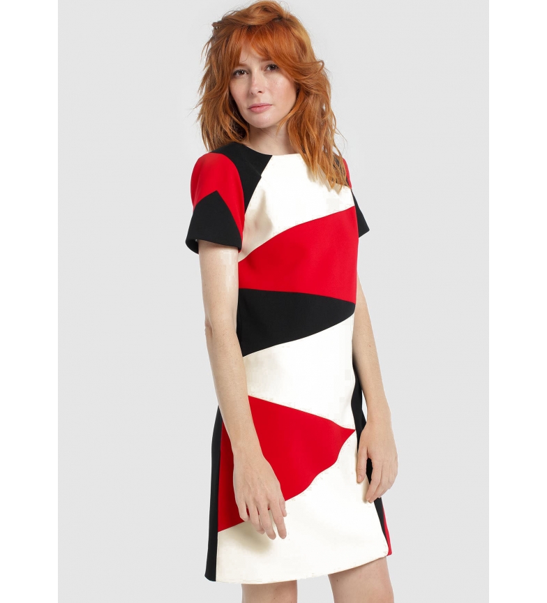 Victorio & Lucchino, V&L Vestido em patchwork Tricolour preto, vermelho, branco