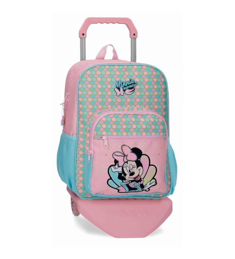 Joumma Bags Minnie Mermaid backpack with pink trolley -30x38x12cm