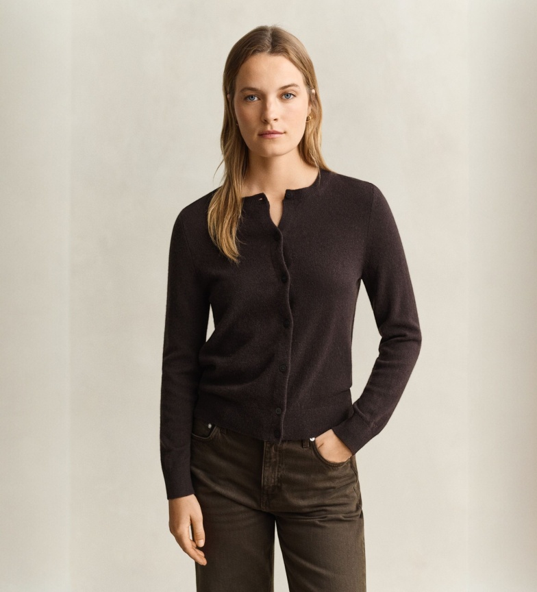 Trend Saldi Moda Gant Cardigan in cashmere marrone - Esdemarca Store moda, calzature e ...