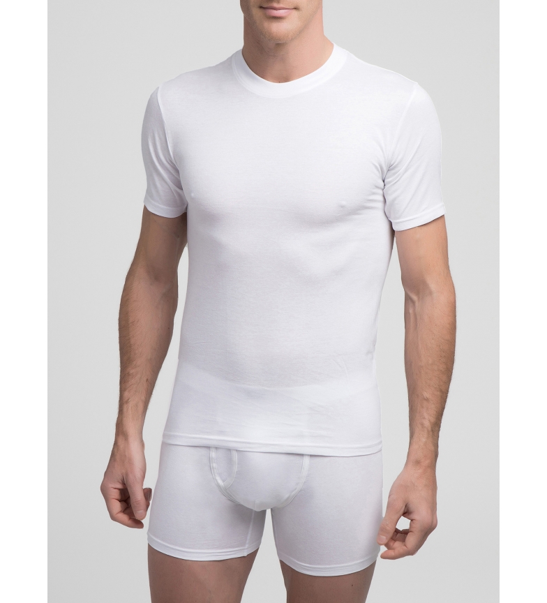 Comprar Abanderado Camiseta interior de hombre blanca de algodón manga corta cuello redondo ...