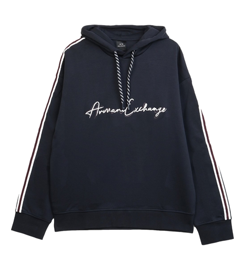 Armani Exchange Verstellbarer Pullover mit navyfarbener Kapuze 
