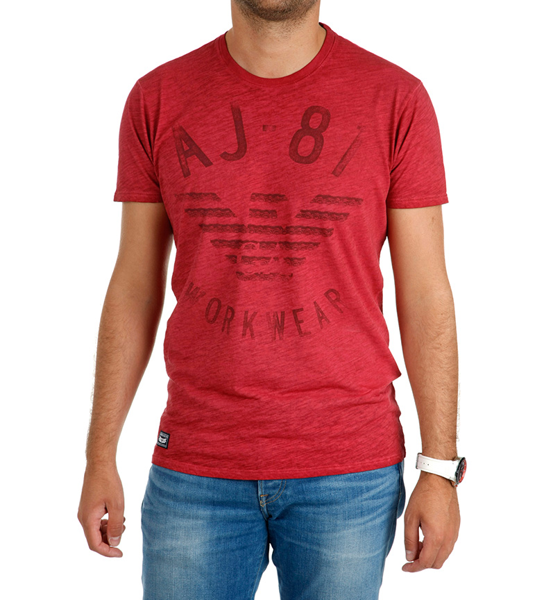 Armani Wear Work Jeans Camiseta Rojo nywO80vPmN