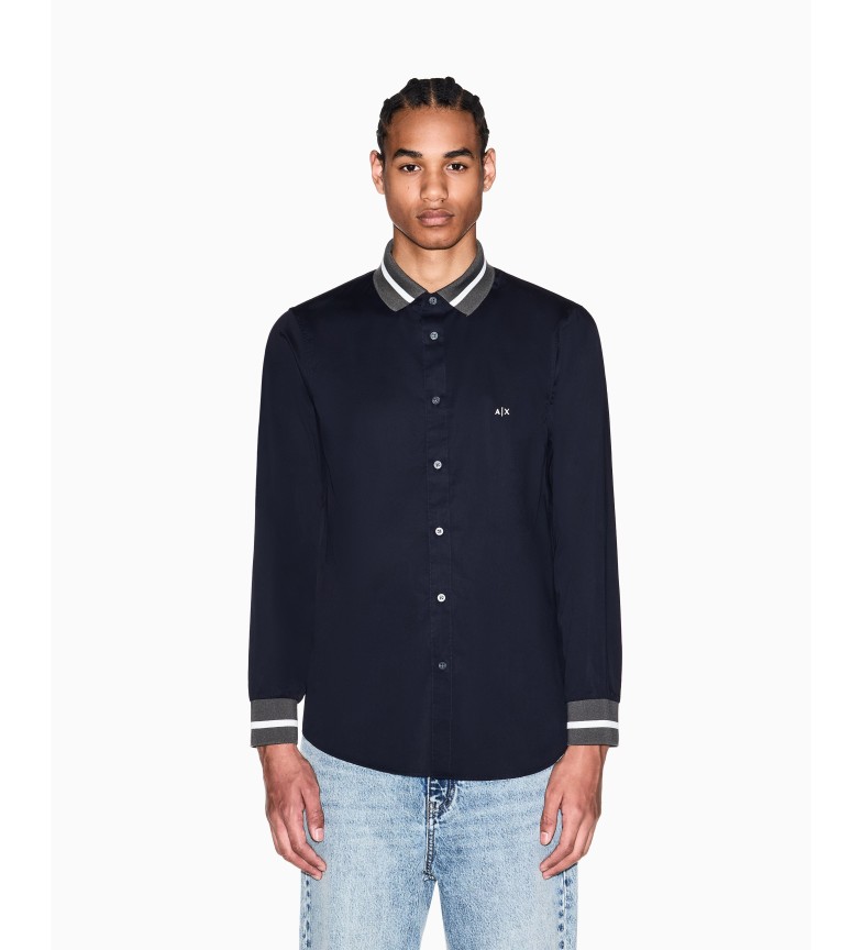 A|X Armani Exchange Navy Block Shirt - Esdemarca Store fashion