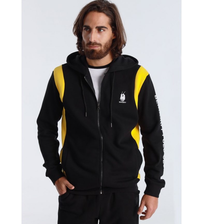 Bendorff Sweat-shirt à capuche ouvert noir, jaune