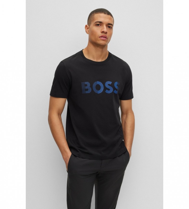 BOSS T-shirt black design knitted T-shirt - ESD Store fashion, footwear ...
