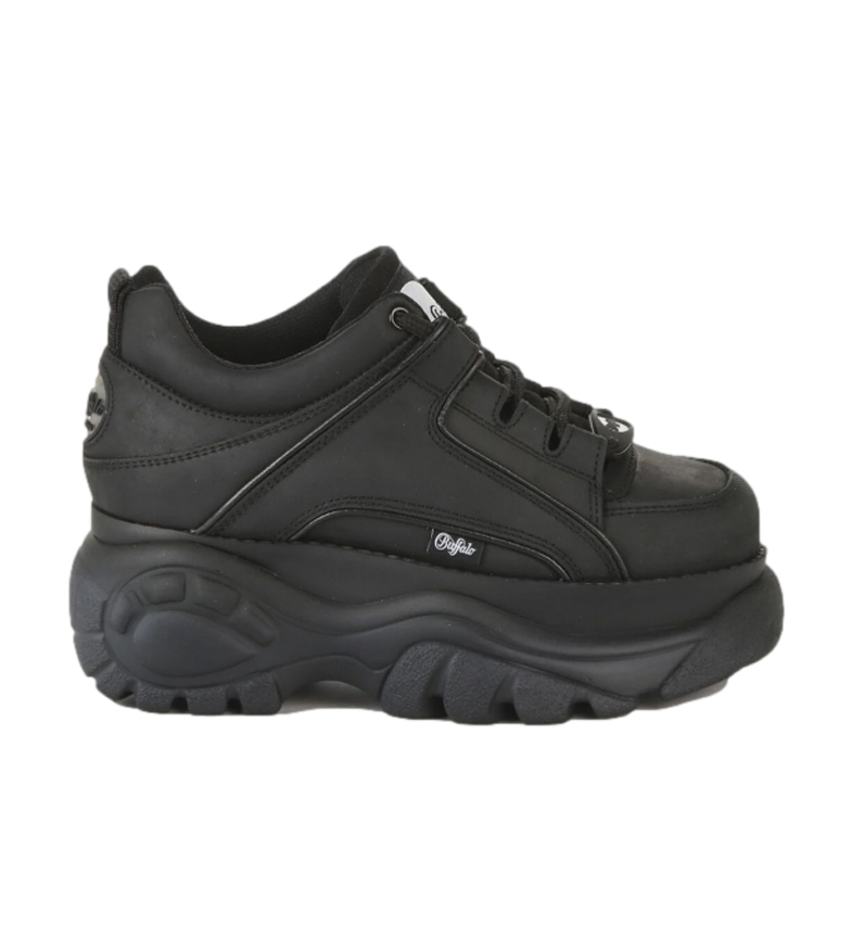Buffalo Zapatillas de piel London negro -Altura plataforma: 6 cm- - Tienda calzado, moda y complementos - zapatos de y zapatillas marca