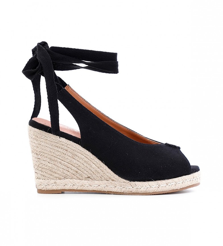 CAFÉ NOIR Sandalias con cuña negro -Altura cuña 9cm- - Tienda Esdemarca  moda, calzado y complementos - zapatos de marca y zapatillas de marca