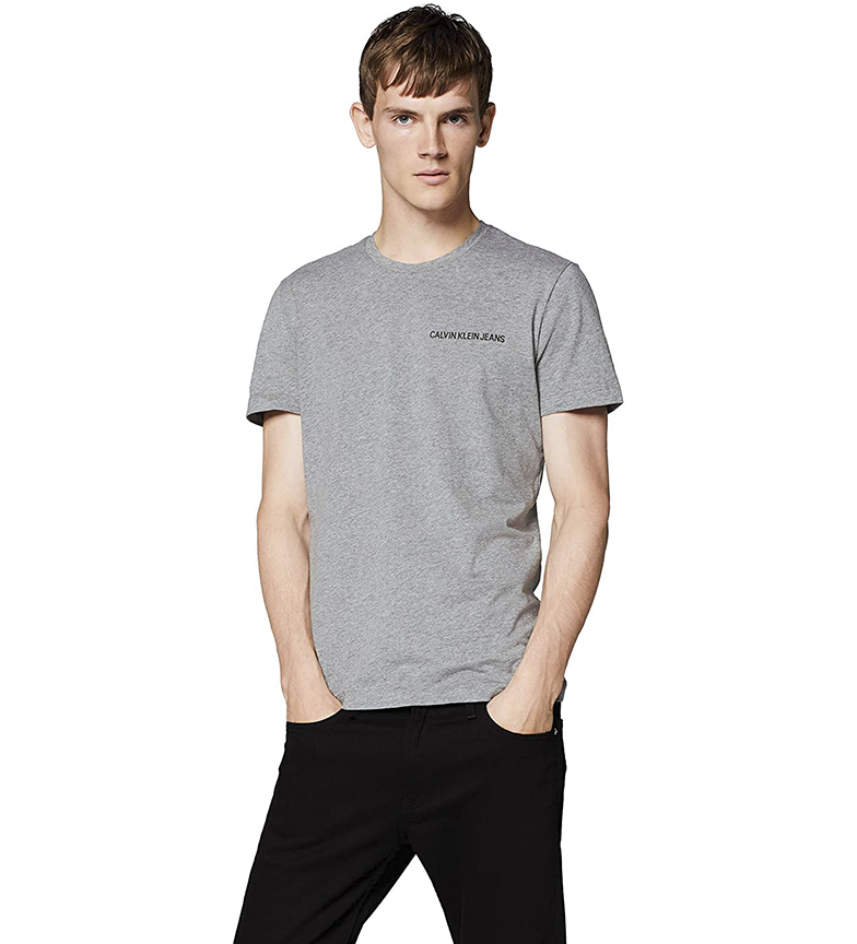 Calvin Klein T-shirt institucional do peito cinza