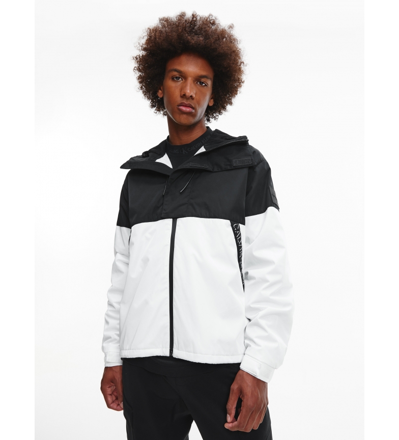 Calvin Klein Coupe-vent à capuche Colour Block blanc, noir