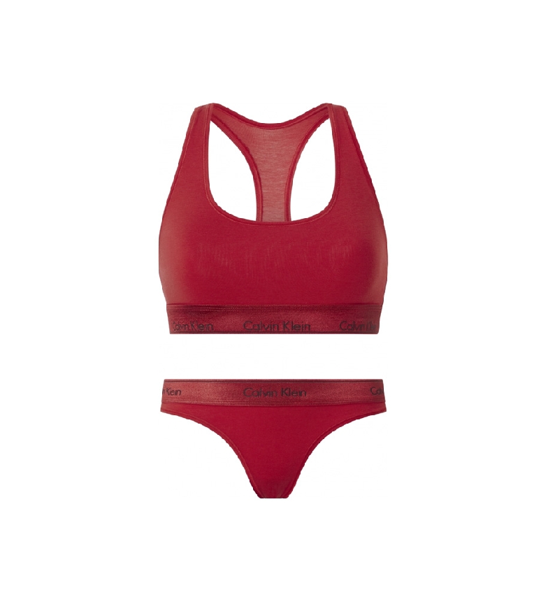 Calvin Klein Set reggiseno e perizoma - Modern Cotton 000QF6233E rosso
