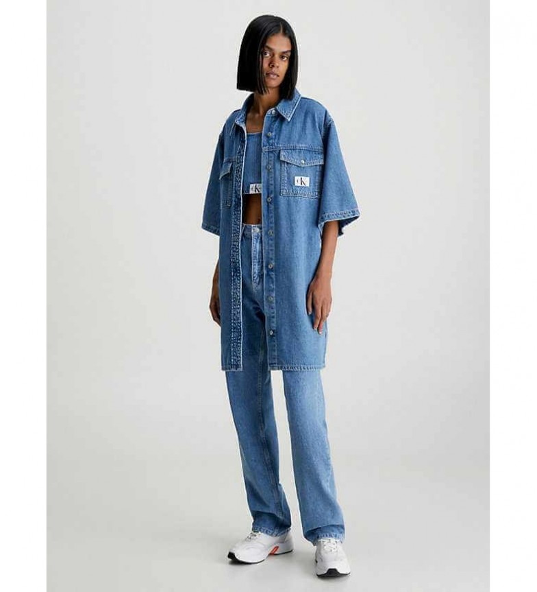 Calvin Klein Jeans Hemdblusenkleid aus Denim mit Gürtel blau - Esdemarca  Geschäft für Schuhe, Mode und Accessoires - Markenschuhe und  Markenturnschuhe