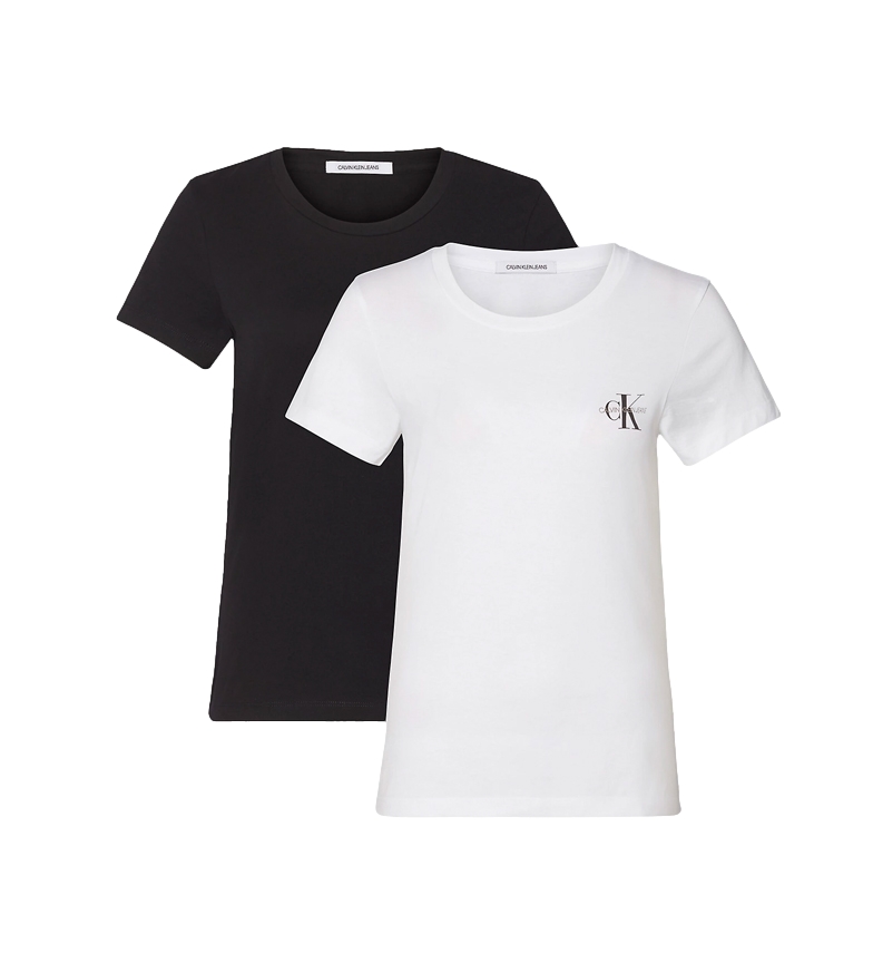 Calvin Klein Lot de 2 T-shirts Monogram Slim blanc