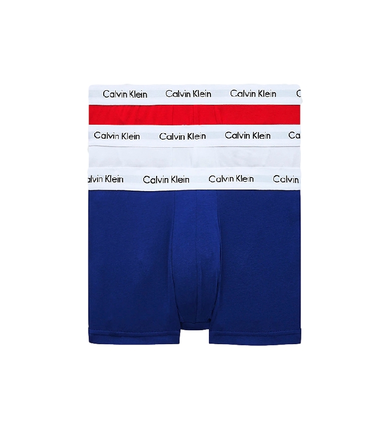 Calvin Klein Pacote de 3 Boxers de Algodão Esticado Azul, Branco