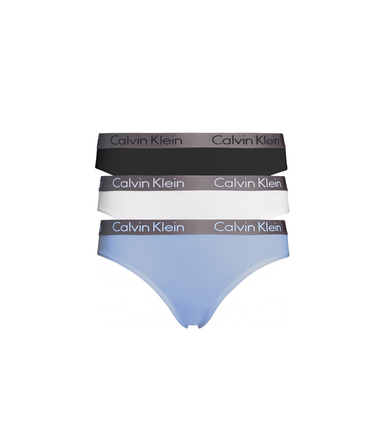 Calvin Klein Lot de 3 culottes - Coton radieux bleu, blanc, noir