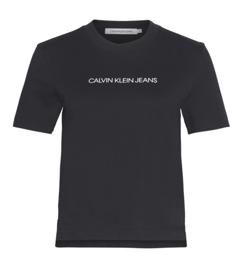 Calvin Klein T-shirt noir avec logo institutionnel réduit